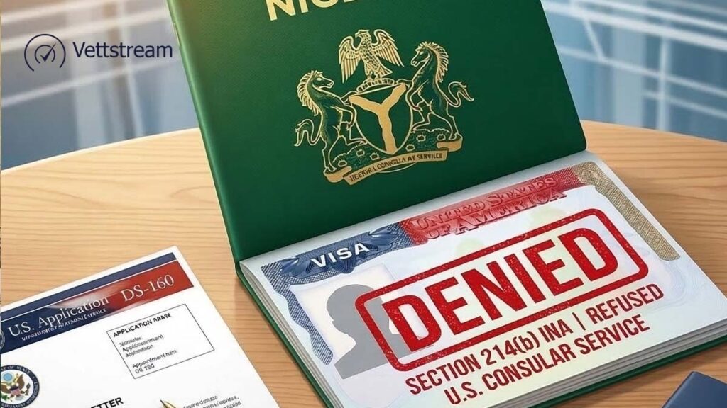 Image of a visa marked DENIED with the person wondering When Can I Apply for US Visa After Rejection 214(b)